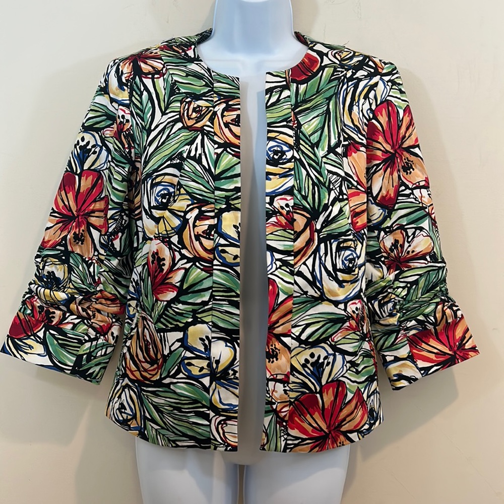 Coldwater Creek Floral Print Open Front Jacket  Size 6